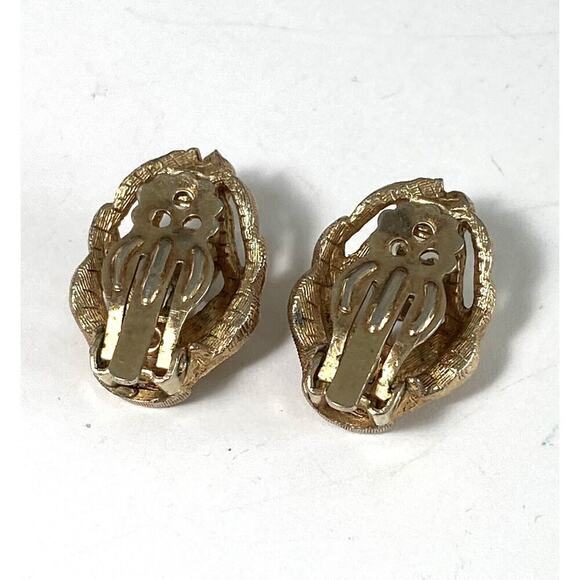 HOPE CHEST Earrings Clips Clip Ons AB Crystals Gold Tone Vintage - Picture 4 of 12